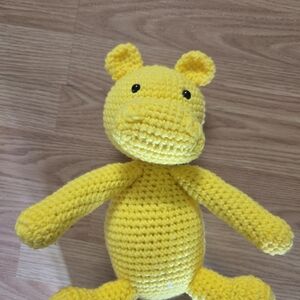 Sunny Yellow Crochet Hippo Stuffed Animal
